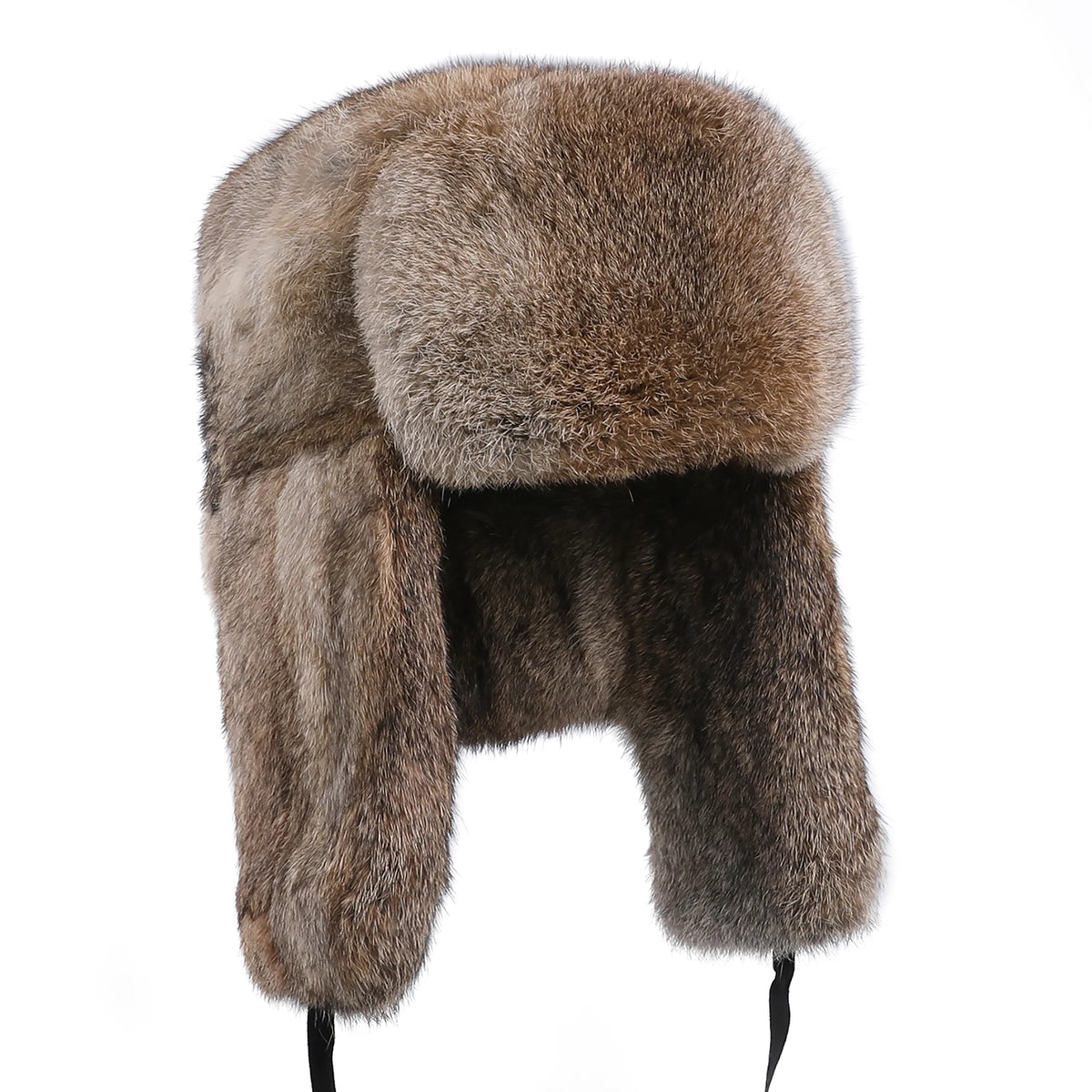 Chapka Ushanka en Vraie Fourrure de Lapin - Bonnet Aviateur Hiver à Oreillettes