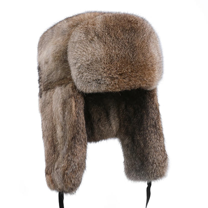 Chapka Ushanka en Vraie Fourrure de Lapin - Bonnet Aviateur Hiver à Oreillettes