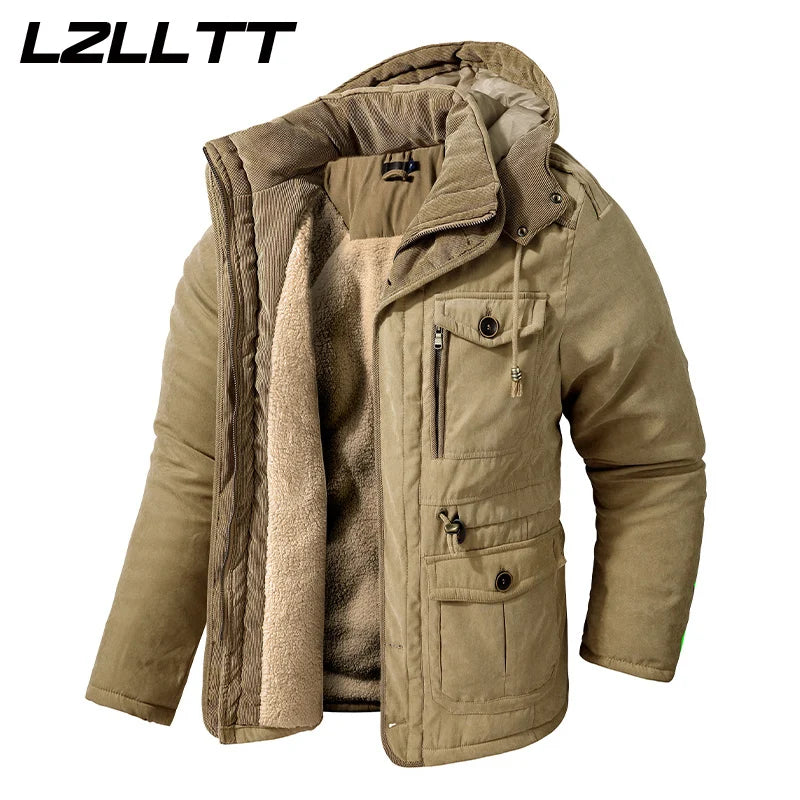 Parka Homme Hiver Chaude – LZLLTT Avec Capuche Amovible | Doublure Polaire | Multipoches | -30°C à +5°C - BLACKBEARD OUTDOOR INDUSTRIES