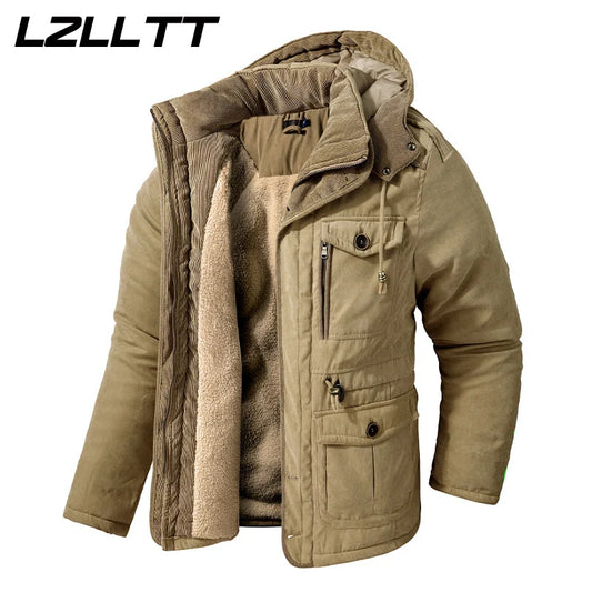 Parka Homme Hiver Chaude – LZLLTT Avec Capuche Amovible | Doublure Polaire | Multipoches | -30°C à +5°C - BLACKBEARD OUTDOOR INDUSTRIES