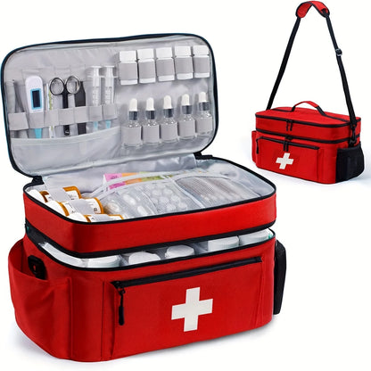 Sac Médical Grande Capacité – Trousse de Secours Portable Double Compartiment, Poche Frontale, Multi-port