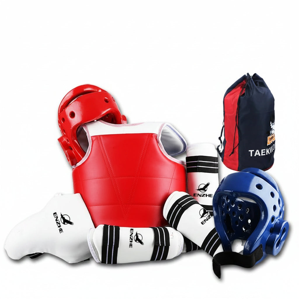 Kit Protection Taekwondo 8 Pièces WTF – Casque, Plastron, Jambières, Gants - BLACKBEARD OUTDOOR INDUSTRIES