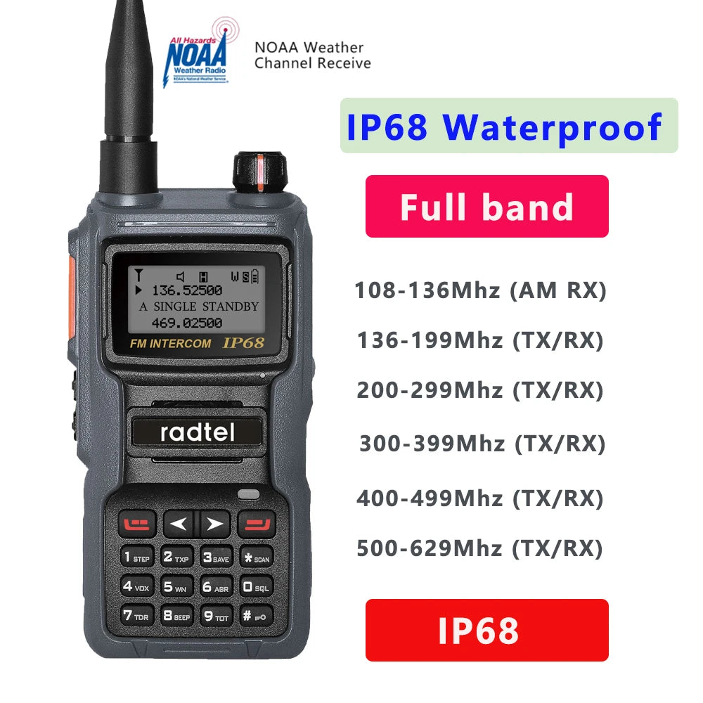 Talkie-Walkie Radtel IP68 – Radio Amateur Full Band 136-629 MHz, 199 Canaux, NOAA, Waterproof - BLACKBEARD OUTDOOR INDUSTRIES