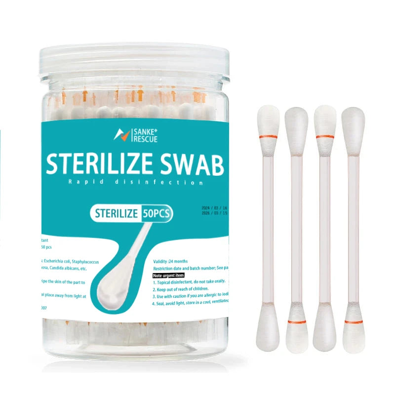 Cotons-Tiges Médicaux Lot de 50 – Alcool ou Iodophore | Trousse de Premiers Secours
