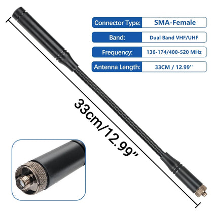 Antenne Gooseneck Tactique Baofeng UV-25 SMA-Femelle VHF/UHF – 5 dBi