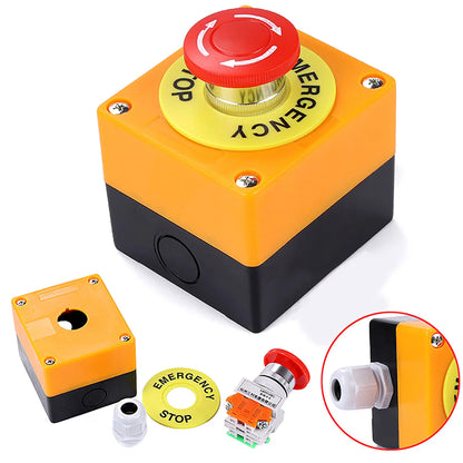 Bouton d’Arrêt d’Urgence 660V 10A Étanche — Champignon Rouge avec Capot Anti-Pluie - BLACKBEARD OUTDOOR INDUSTRIES