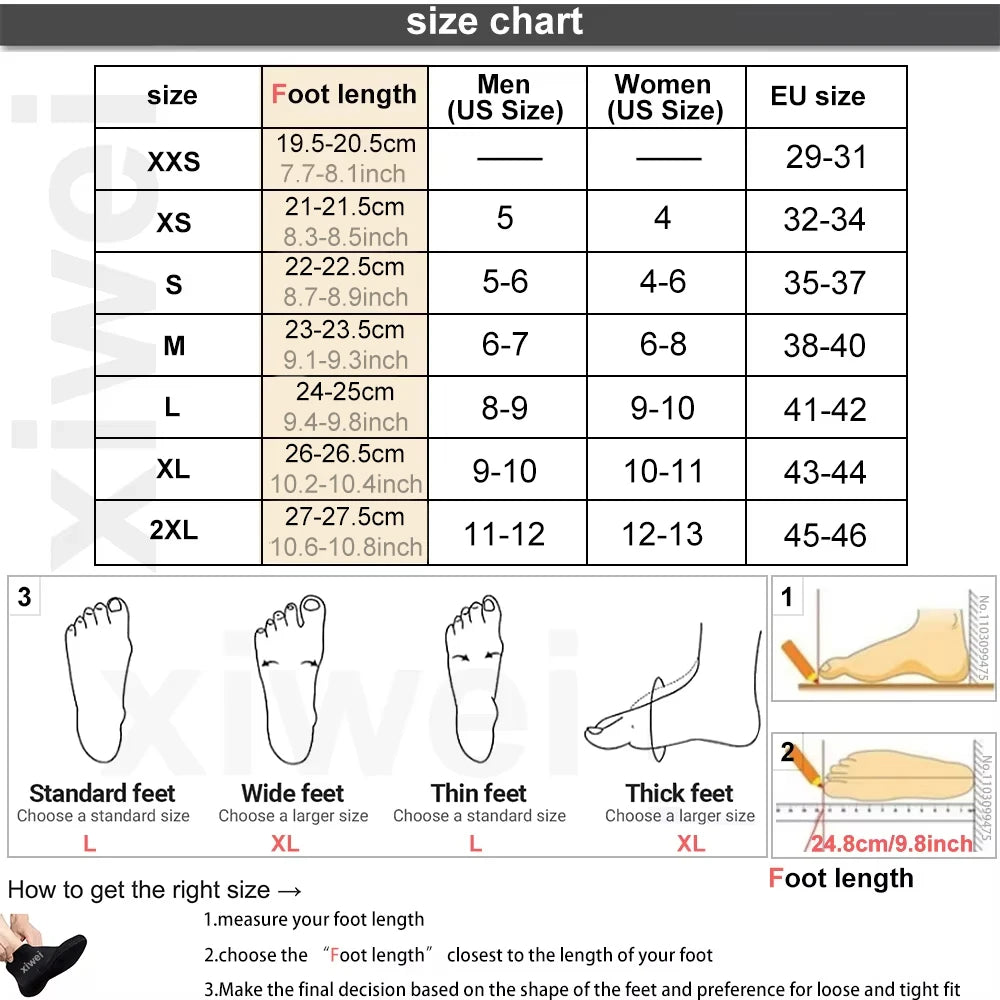chaussettes en néoprène de 5 mm et chaussures de combinaison de 3 mm Ma boutique