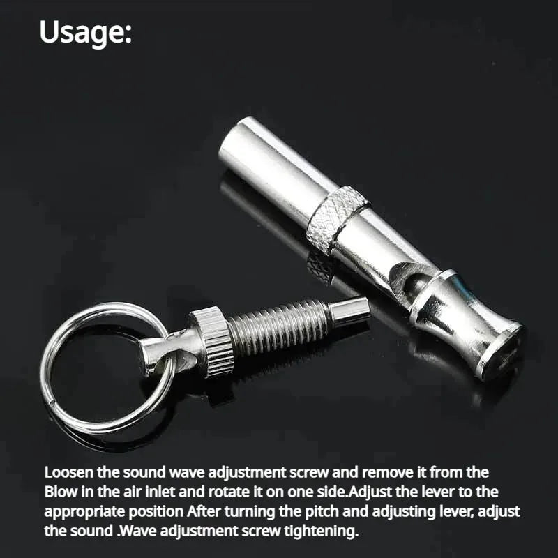 Sifflet de Dressage Chien Inox – Ultrasonique Réglable – Porte-Clés
