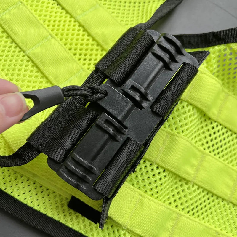 Gilet Tactique Jaune Fluo a Detachement Rapide – Multifonction Anti-Coupure Protection Dorsale pour Agents de Securite, Patrouille Exterieure et Intervention (4 Saisons)