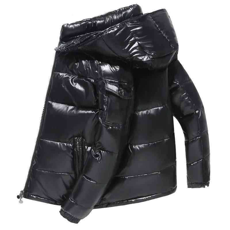 Doudoune Homme Hiver Premium – Épaisse & Chaude, Capuche, Style Luxe Brillant | XXS-XXXL - BLACKBEARD OUTDOOR INDUSTRIES
