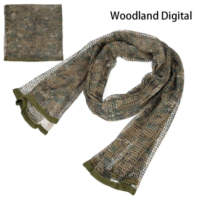 Chèche Tactique Camouflage Filet 190x90cm – Coton/Nylon, Multifonction | Airsoft, Chasse, Randonnée