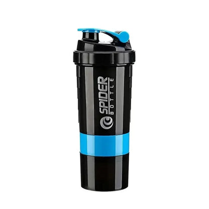 Shaker 3 Compartiments 600ml ABS — Mixage Sans Grumeaux | Sport & Musculation | Gourde Double Usage | Noir, Blanc, Rouge, Bleu