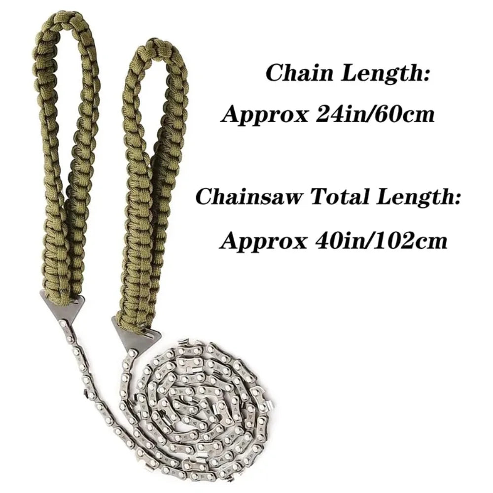 Mini Scie à Chaîne Manuelle avec Poignée en Corde – Scie Portable pour Jardinage, Bûcheronnage et Survie en Plein Air - BLACKBEARD OUTDOOR INDUSTRIES