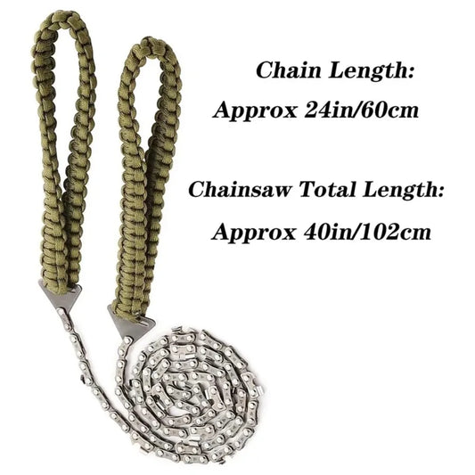 Mini Scie à Chaîne Manuelle avec Poignée en Corde – Scie Portable pour Jardinage, Bûcheronnage et Survie en Plein Air - BLACKBEARD OUTDOOR INDUSTRIES