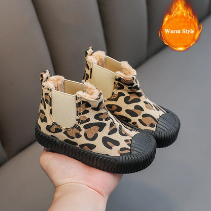 Bottines Mi-Mollet Enfant Toile Antidérapantes – Boots Fashion Unisexe Printemps EU 22-31