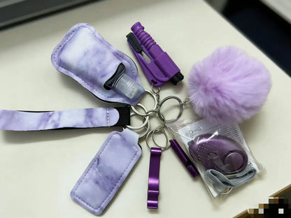 Kit Porte-Clés Défense Personnelle Femme – Alarme Sonore, Bouteille de Voyage, 20 Coloris