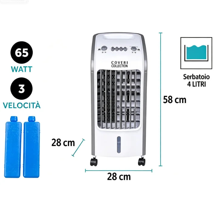 Refroidisseur d'Air Évaporatif 4L – Ventilateur Humidificateur Mobile 65W avec Télécommande et Bacs à Glace