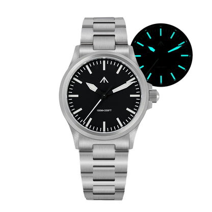 Montre ML18 36 mm – Acier brossé et verre saphir