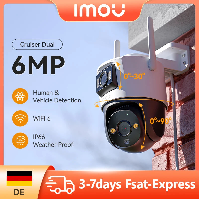 Caméra Extérieure IMOU Cruiser Dual Lens 6MP PTZ Wi-Fi Double Objectif | Détection Humaine & Véhicule | Vision Nocturne Couleur | IP66 Ma boutique
