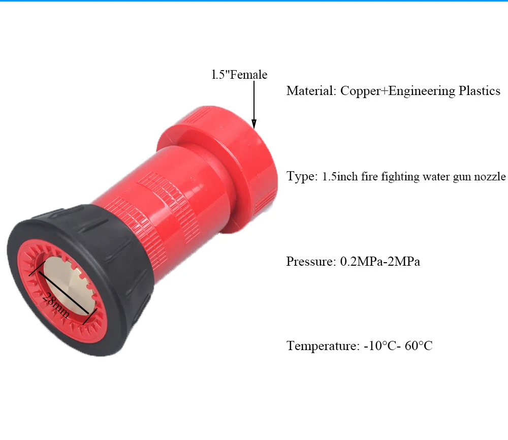 Lance d’Incendie Tête de RIA Haute Pression – Jet Plein / Brouillard, 1", 1,5" ou 2", Rouge