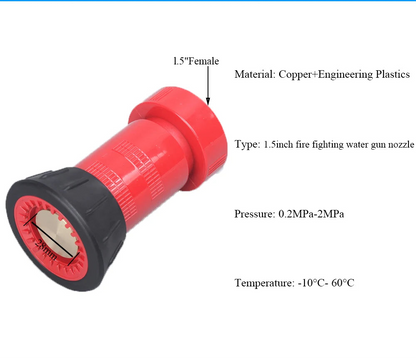 Lance d’Incendie Tête de RIA Haute Pression – Jet Plein / Brouillard, 1", 1,5" ou 2", Rouge