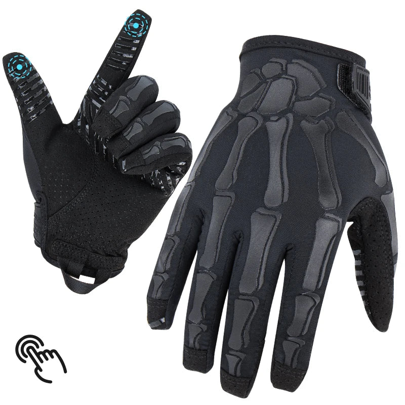 Gants Tactiques Squelette – Doigts Complets, Respirants & Compatibles Tactile – Moto, Airsoft