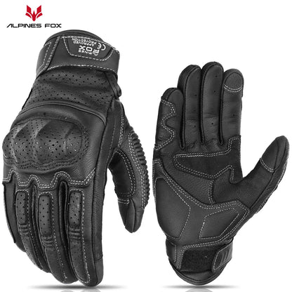 Gants Moto Cuir Rétro Homme Femme – Homologués CE, Écran Tactile, Taille M à XXL