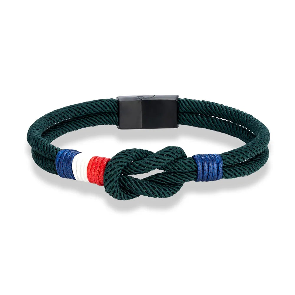 Bracelet Tressé Square Knot en Acier Inoxydable - France Flag Couple Jewelry BLACKBEARD OUTDOOR INDUSTRIES