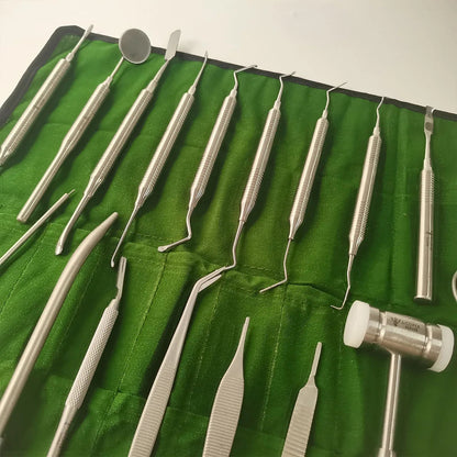 Kit d'Instruments Chirurgicaux pour Implants Dentaires - 26 Pièces - Pinces à Mordre l'Os, Marteau Osseux, Séparateur de Périoste, Sonde - Kit Chirurgical Intraoral BLACKBEARD OUTDOOR INDUSTRIES