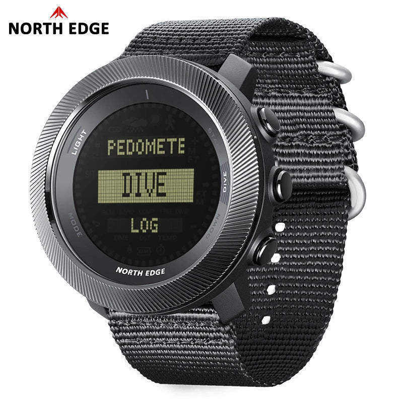 NORTH EDGE APACHE-D Montre Digitale Sportive pour Homme - Montre de Plongée, Outdoor, 100M Étanchéité, Altimètre, Baromètre, Boussole BLACKBEARD OUTDOOR INDUSTRIES