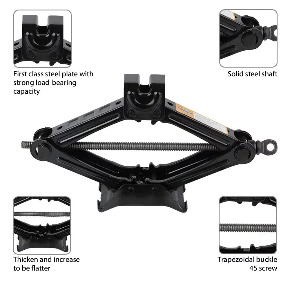 Cric Mécanique 2-en-1 avec Clé à Cliquet – 1.5T / 2.5T | Outil de Levage Pliable pour Voiture - BLACKBEARD OUTDOOR INDUSTRIES