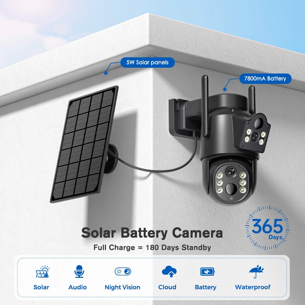 Caméra de Chasse Solaire 8MP/2MP — Double Objectif PTZ, Vision Nocturne, WiFi, IP66 - BLACKBEARD OUTDOOR INDUSTRIES