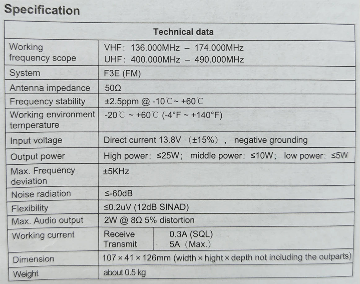 ABBREE AR-318 / AR-218 – Radio Mobile Portable VHF/UHF Double Bande 25W 128 Canaux - BLACKBEARD OUTDOOR INDUSTRIES