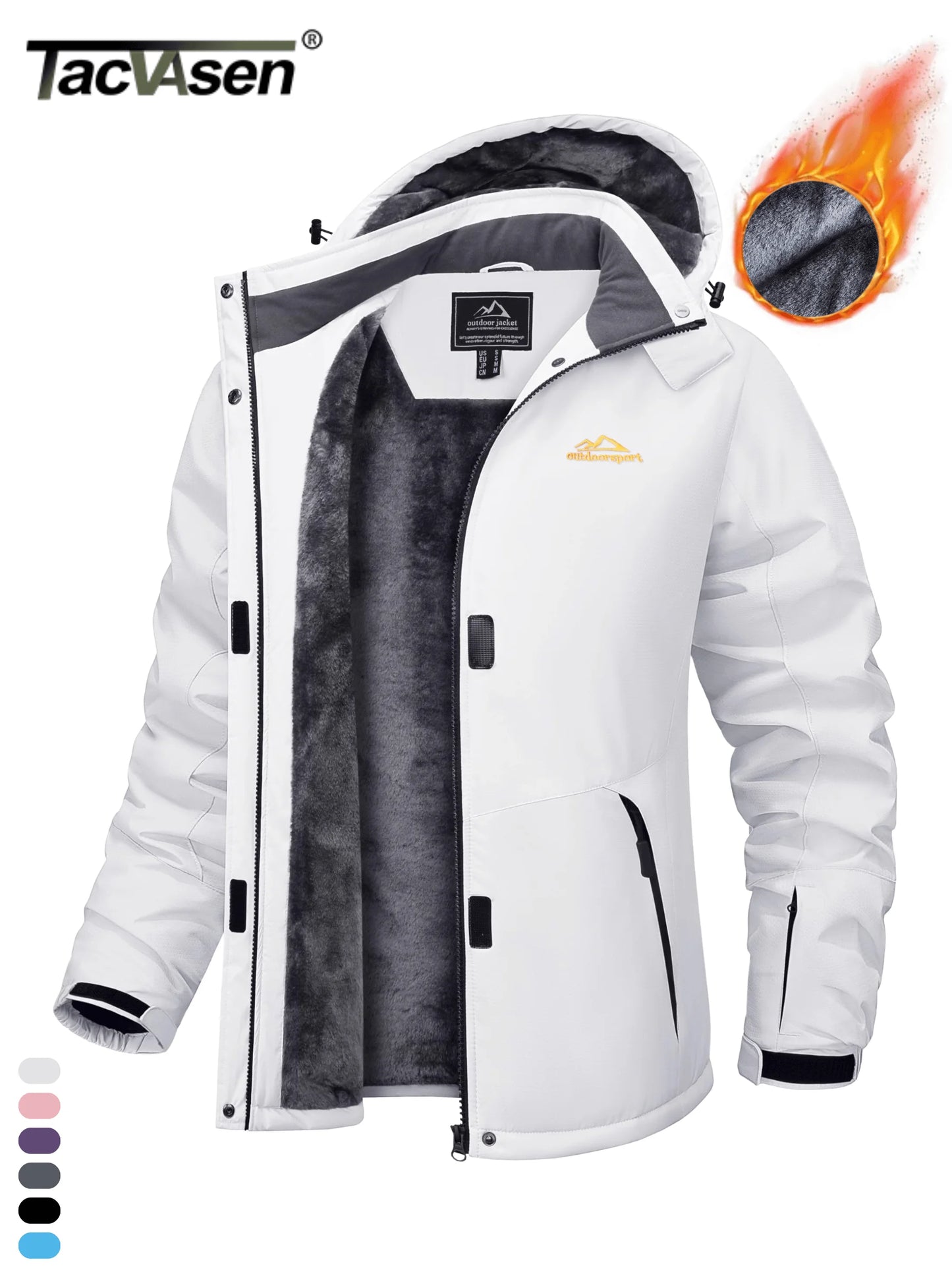 Veste Parka Hivernale TACVASEN pour Femme – Manteau à Capuche en Polaire, Imperméable et Coupe-Vent avec 5 Poches Zippées pour Ski et Snowboard - BLACKBEARD OUTDOOR INDUSTRIES