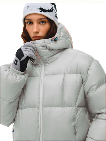 Doudoune courte femme à capuche, coupe ample