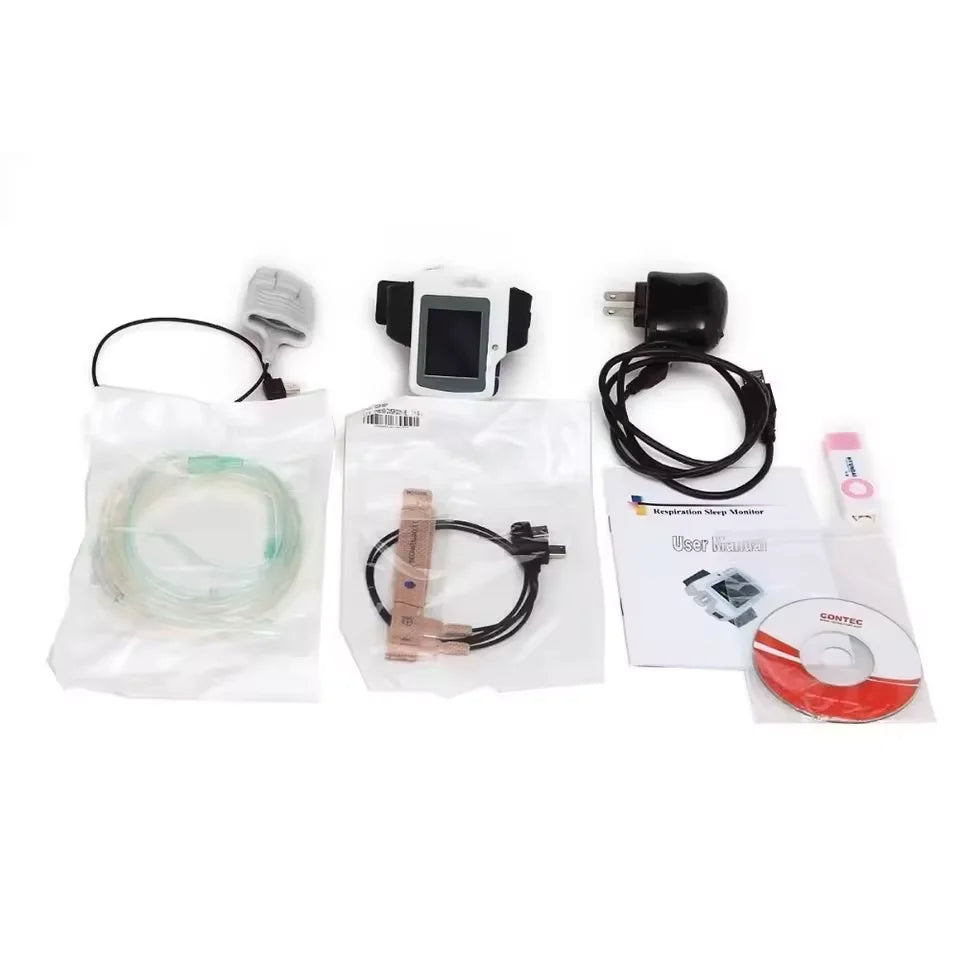 Contec RS01 – Moniteur de Sommeil et Apnée | SpO2, Fréquence Cardiaque, Flux Nasal, Enregistrement 20h