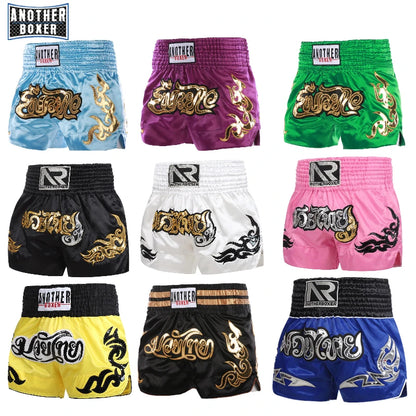 Short Muay Thai Brodé – MMA Kickboxing – Satin Polyester – Homme Femme Enfant - BLACKBEARD OUTDOOR INDUSTRIES