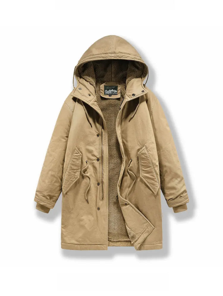 New American Retro M51 Mid-Length Windbreaker Parka with Hood Coat - Amish Cotton Long Coat for Men - Fall/Winter BLACKBEARD OUTDOOR INDUSTRIES