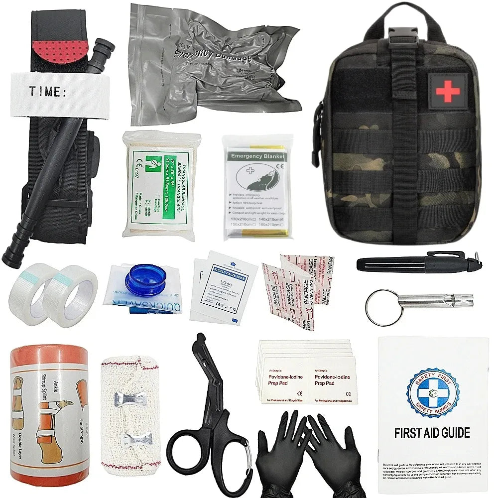 Trousse de Secours Tactique IFAK 16 Pièces - Garrot, Pochette MOLLE