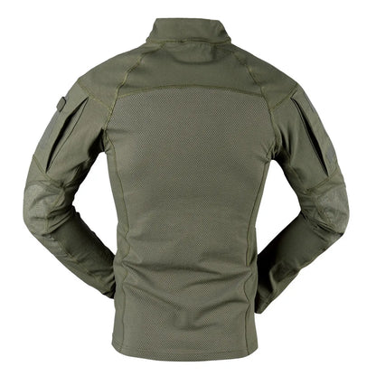 T-Shirt Tactique Manches Longues Camouflage – Coton, Col Montant | Airsoft, Paintball, Chasse, Militaire