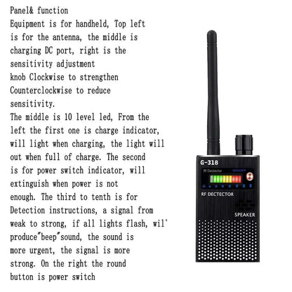 Détecteur RF Anti-Espion Polyvalent – Caméra Espion, GPS, Micro, Drone, Signal GSM 2G/3G/4G/5G Ma boutique