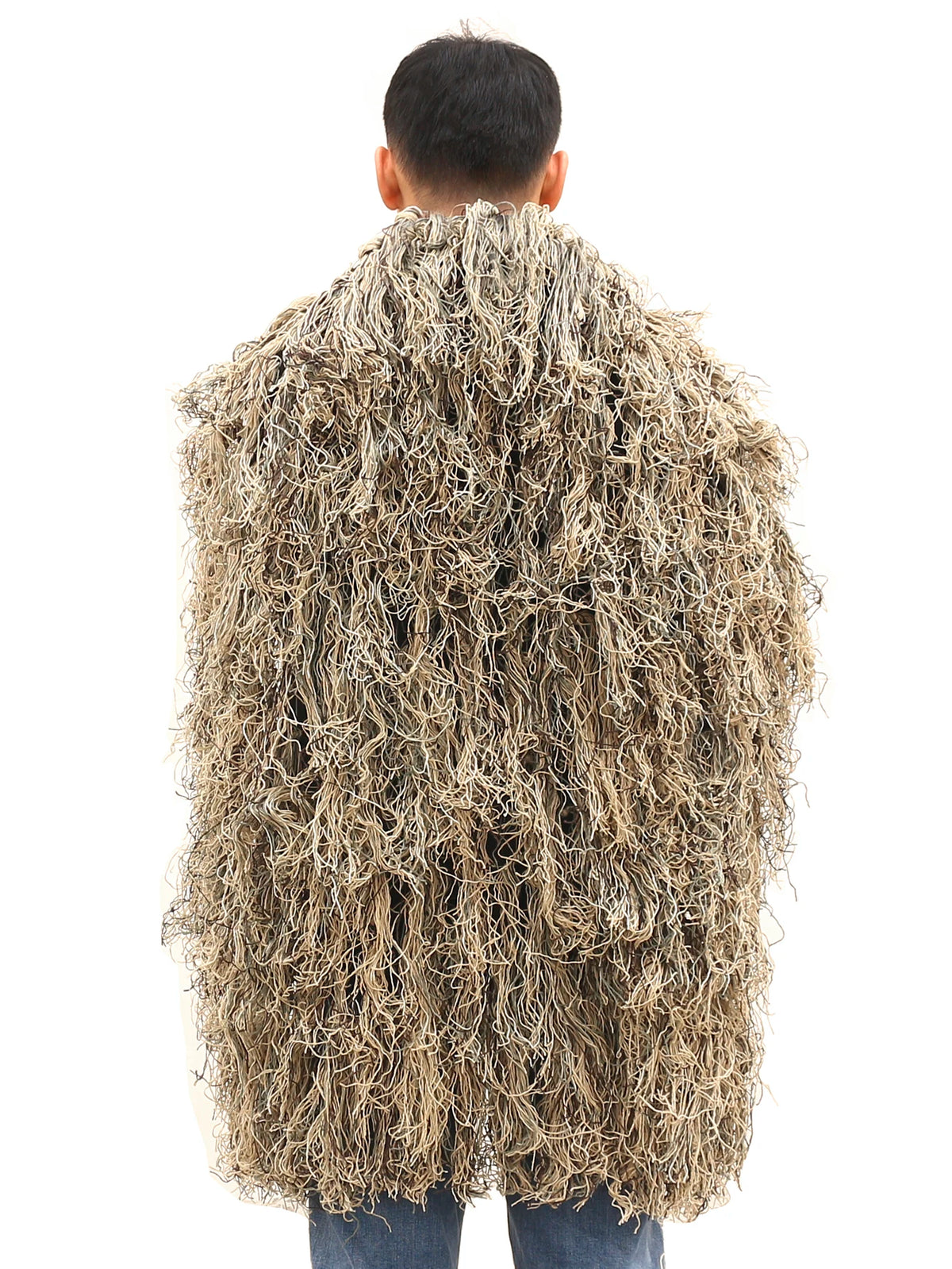 Cape Ghillie Camouflage Tricotée Main 80x90 cm – Chapeau et Poncho de Chasse Mixte
