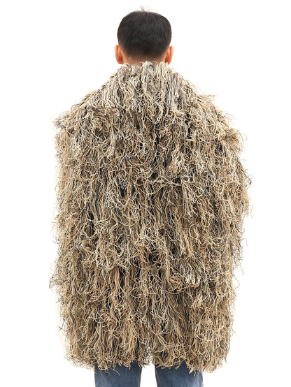 Cape Ghillie Camouflage Tricotée Main 80x90 cm – Chapeau et Poncho de Chasse Mixte