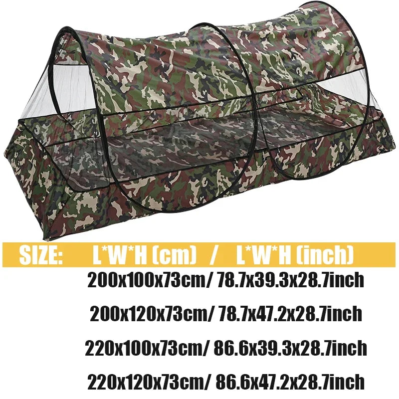 Moustiquaire de camping pliable à ouverture automatique – Fond camouflage