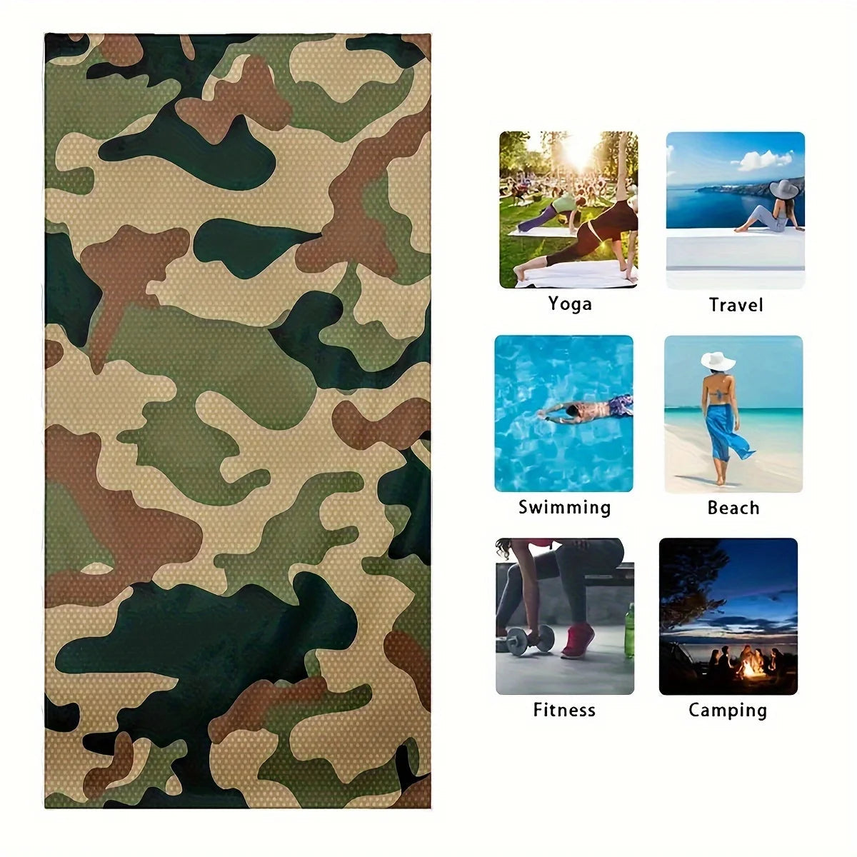 Serviette de Plage Imprimée Camouflage – Serviette Microfibre pour l'Été – Idéale pour la Plage, la Piscine, le Surf et le Camping BLACKBEARD OUTDOOR INDUSTRIES