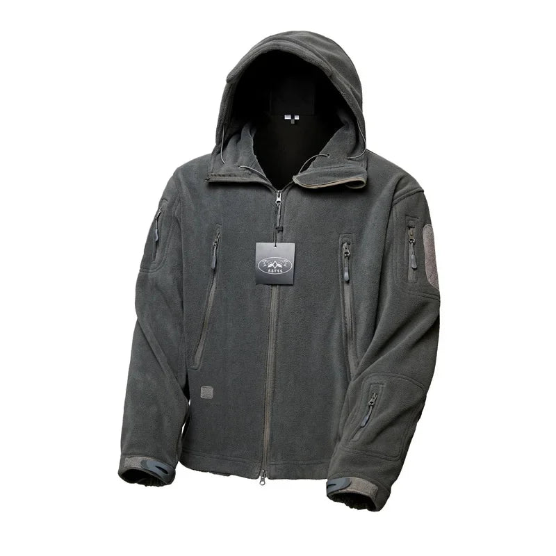 Veste Polaire Tactique Homme à Capuche - Chaude et Coupe-Vent, Hiver