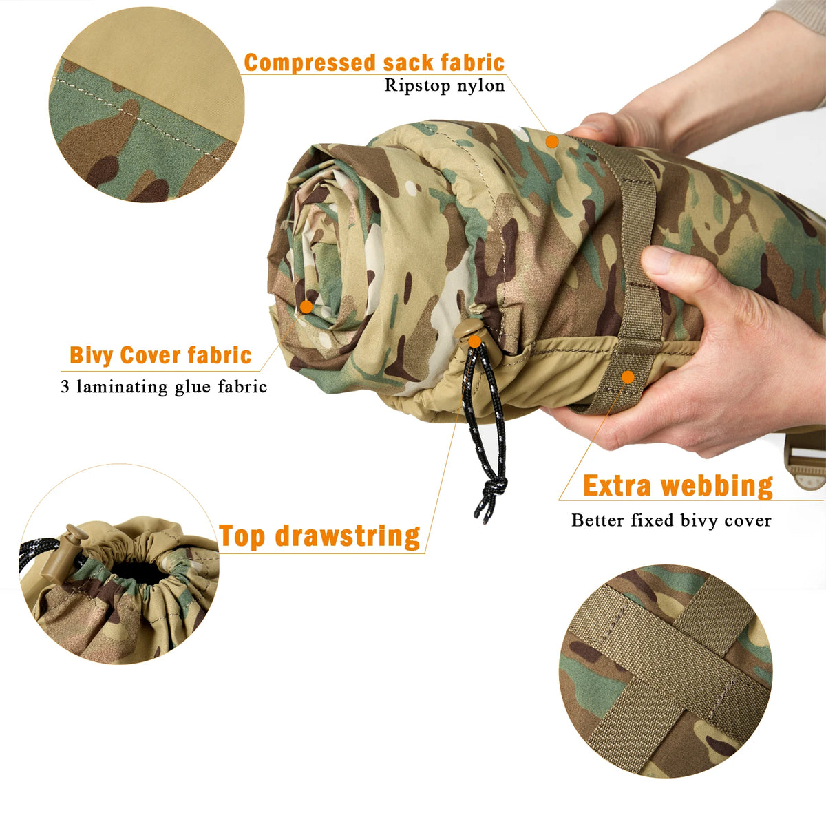 Housse de bivouac en nylon 220 × 90 cm – Sur-sac de couchage