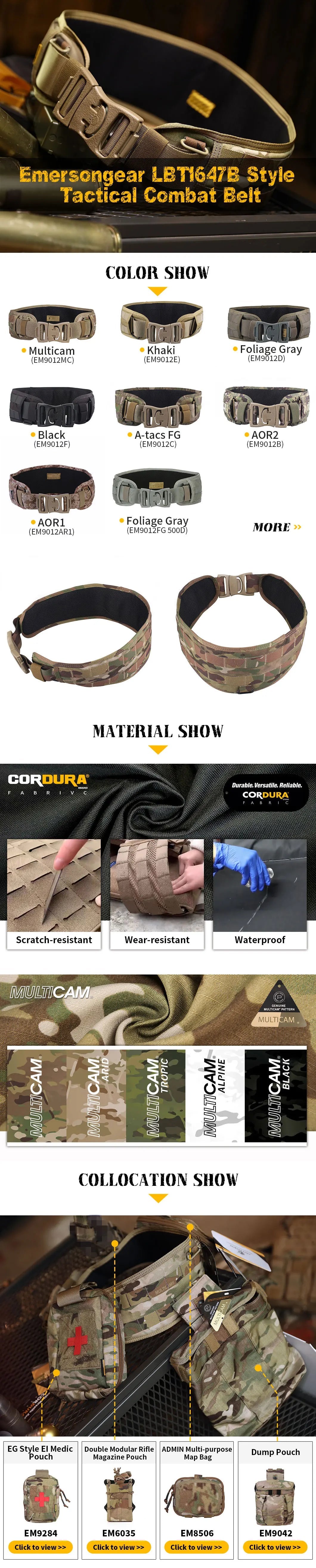 Ceinture de Combat Modulaire Emersongear MOLLE LBT1647B Ma boutique