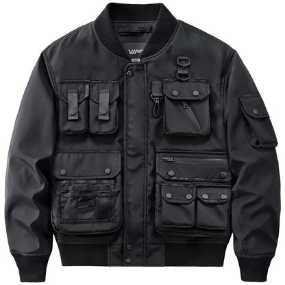 Blouson Bomber Tactique Noir Homme - Multipoches, Coupe-Vent Techwear