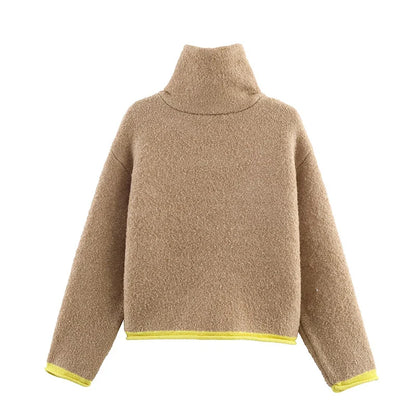 Veste courte femme bicolore zippée à col montant